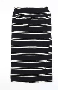 River Island Womens Black Cotton Blend A-Line Skirt Size 10 - Picture 1 of 12