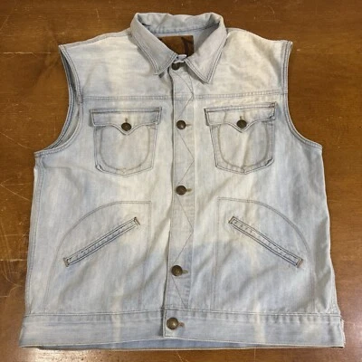 Chaleco Vaquero True Religion Para Hombres 3XL Azul Denim Jean Chaqueta Botón Foto 1 de 4
