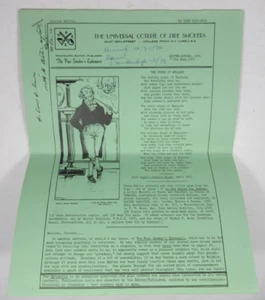 SIGNED "Universal Coterie of Pipe Smokers" T.U.C.O.P.S. Tom Dunn 1974 Newsletter - Picture 1 of 5