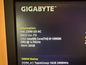 Gigabyte Z590 UD AC Mobo with Intel i9 3.7GHz and 32GB DDR4 Ram! - Afbeelding 1 van 7