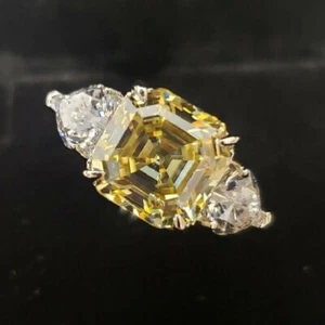 5 TW Asscher & Heart Cut Simulated Engagement Bridal Ring 14K Solid White Gold - Picture 1 of 7