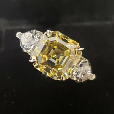 5 TW Asscher & Heart Cut Simulated Engagement Bridal Ring 14K Solid White Gold - Image 1 of 4