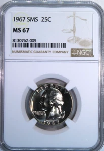 1967 SMS Washington Quarter NGC Certified MS67 - Picture 1 of 4