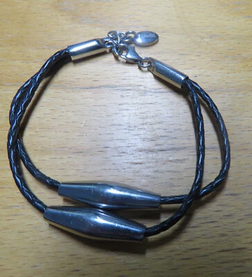 Esprit 2reihiges geflochtenes Lederarmband mit Edelstahlhülsen  18 cm in OVP - Bild 1 von 4
