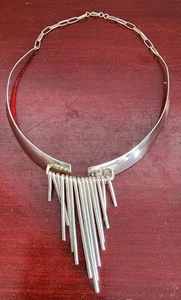 COLLAR COLGANTE MULTI GOTAS PLATA ESTERLINA VINTAGE. HECHO EN USA. 16". 33GRS - Imagen 1 de 10