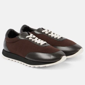 THE ROW Owen Runner Sneakers in Brown Leather & Nylon Size 39.5 - Picture 1 of 12