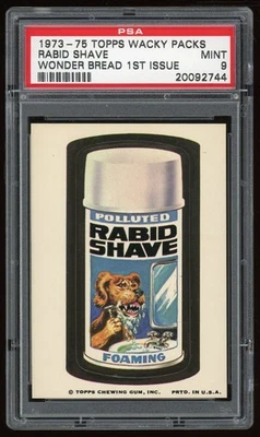 1973 Topps Wacky Packages Sticker Rabid Shave Wonder Bread 1st Series PSA 9 - Image 1 of 2
