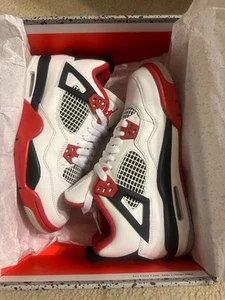 Brand New Air Jordan 4 Retro GS Fire Red 408452-160 AJ4 White Black Bred 5.5Y - Picture 1 of 5