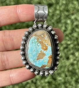 Colgante Navajo Turquesa Royston Azul Plata de Ley. E Etta Endito. Regalo - Imagen 1 de 12