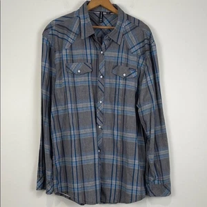 Camisa Ocean Current XXL para hombre a cuadros perla botón a presión frontal azul negra - Imagen 1 de 7