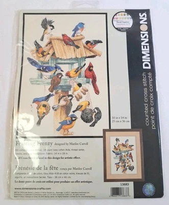 Dimensions Cross Stitch Kit Feasting Frenzy #13683 Birds Vintage 2000 Sealed New - Image 1 of 4