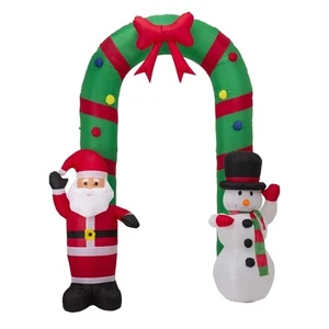 Santa and Snowman 8FT Archway Inflatable Christmas Yard Outdoor Decor LED New - Picture 1 of 5