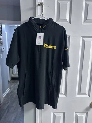 Pittsburgh Steelers Nike Short Sleeve Pullover With Zipper Hood NWT Size medium - Image 1 of 4