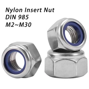 M2 M3 M4 M5 M6~M30 Nylon Anti-Loosening Nut Stainless Steel Hex Lock Nut DIN 985 - Picture 1 of 45