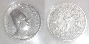 1924 AD 1342 AH Egypt Small Copper-Nickel Coin 2 Milliemes King Fuad KM-332 EF40 - Picture 1 of 3