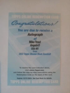 2022 Topps Chrome Black Mike Trout Auto Redemption Used Redeemed Angels - Bild 1 von 1