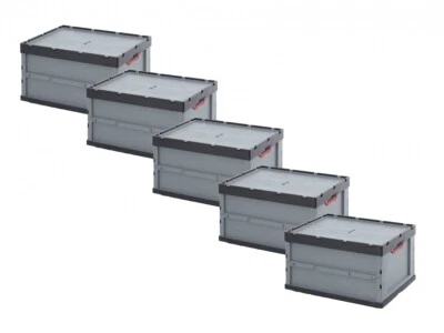AUER GMBH Auer Faltbox mit Deckel FBD 64/42 60x40x42cm - 83L 5er Set