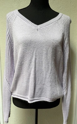 COPPER KEY Women's/Juniors Size Small Lavender V-Neck Cropped Sweater Acrylic - Image 1 of 4
