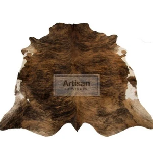 COWHIDE BRINDLE - Sizes: 7'x6' & 8'x6'5" Ft APPROX Cow Skin Rug Leather Cow Hide - Picture 1 of 7