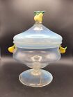 Venetian Old Glass Lidded Compote Opalescent Aventurine Pear Finial and Handle