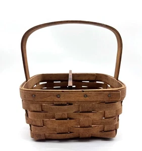 Longaberger Woven Square Divided Basket Signed 1988 - Foto 1 di 4