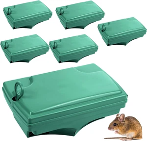 6 Pack Heavy Duty Rat Bait Stations - Reusable Outdoor Mouse Traps - Picture 1 of 7