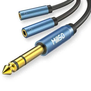 6.35mm 1/4 Male to Dual 3.5mm 1/8 Female Headphone Adapter, TRS Stereo Sapphi... - Picture 1 of 6
