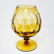 Vintage Italian Art Glass Amber Optic Oversized Brandy Snifter Graduated Bubbles