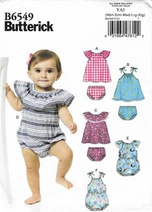Butterick B6549 Infant Baby Summer Romper and Dress Sewing Pattern Uncut - Bild 1 von 2