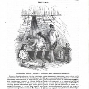 Groenland - Intérieur d'une habitation d'esquimaux - - Article de presse 1839 - Imagen 1 de 2