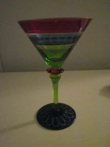 Murano Style Martini Glassware Multi-Colored Hand Painted - Imagen 1 de 9