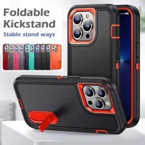 Hybrid Shockproof Defender Case Cover Hidden Stand for iPhone 11 12 13 14 15 16 - Picture 1 of 20