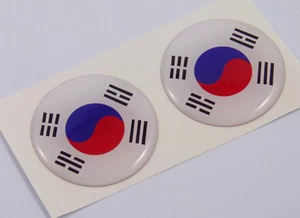 Korea south flag Round domed decal 2 emblem Car bike stickers 1.45" PAIR - Bild 1 von 2