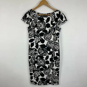 Feathers Womens Dress Size XS Black Floral Short Sleeve Boat Neck Lined 21409 - Picture 1 of 8
