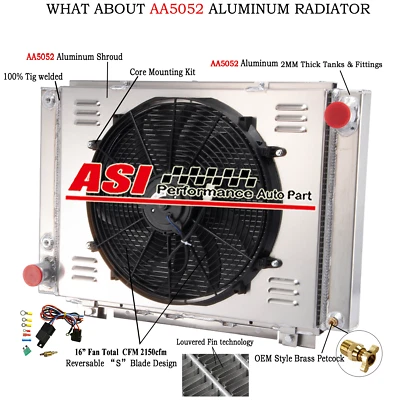 3 Row Radiator+Shroud Fan For 1961-1966 Ford Thunderbird T-Bird 6.4L 6.6L 7.0L - Image 1 of 4