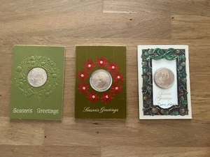 Franklin Mint Coin Christmas Cards, 1972, 1973, 1974. Set of 3. - Picture 1 of 8
