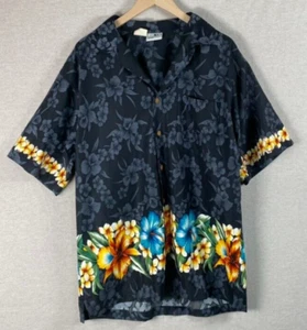 Camisa hawaiana vintage Good Vibes para hombre abotonada talla L tropical floral surfista - Imagen 1 de 8