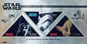 ST VINCENT COMMEMORATING THE STAR WARS TRILOGY SILVER TRIANGLE STAMPS 1996 MNH - Picture 1 of 1