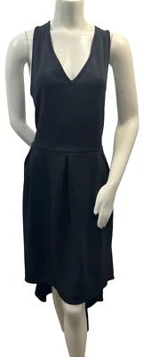 24 Seven 连衣裙女式大码 2X 黑色 V 领无袖高低弹力全新无标签 — 第 1/4 张图片