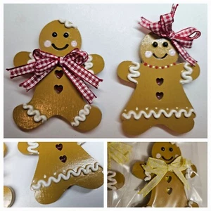   2 Gingerbreadman & lady Fridge Magnets.Any colour Gingham 6cms -MESSAGE COLOUR - Picture 1 of 6