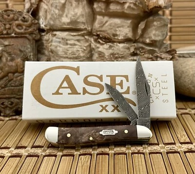 Case XX USA 2024 Natural Maple Burl 15094 Ladder Damascus Peanut Pocket Knife - Image 1 of 4
