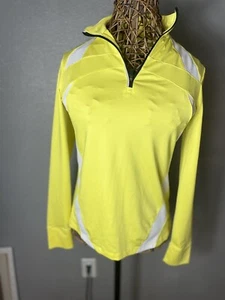 Pullover Izod para mujer XS amarillo cuello falso 1/4 cremallera elástico fresco-FX USADO EN EXCELENTE ESTADO - Imagen 1 de 9