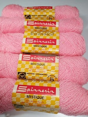 Fio Spinnerin Mystique -Lote de 10 novelos-rosa-cada novelo 1 Oz-Vintage - Imagem 1 de 3