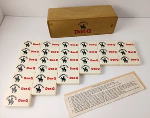 Vintage DON Q SERRALES Quixote Rum Promotional Bakelite DOMINOES SET Clean JAPAN - Picture 1 of 18