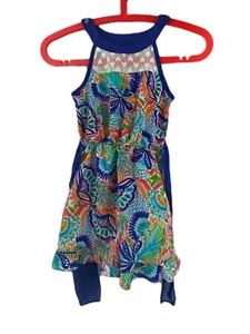 Youngland Girls Spring Summer Blue Floral Shorts Sleeveless Romper One-piece 6 - Picture 1 of 3