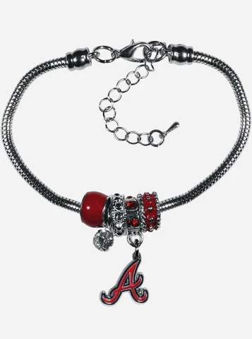 Atlanta Braves Charm Bracelet - Women’s Sports MLB Bracelet Euro Bead Style Cover
