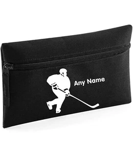 Ice Hockey Black Personalised Kids Childs School Pencil Case Xmas - Picture 1 of 12
