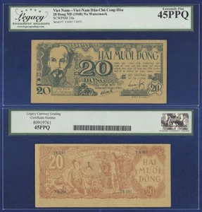 VIETNAM 20 DONG 1948 P-24a DAN-CHU CONG-HOA EXTRA FINE 45 PPQ - Foto 1 di 1
