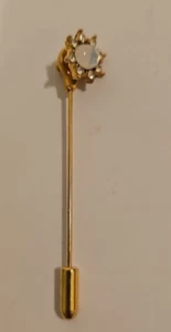 Vintage Sun Star Opal Stone Stick Pin Straight Hat or Scarf Rhinestone Opalite - Picture 1 of 8