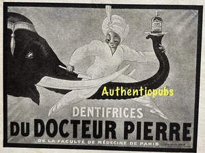 PUBLICITE DOCTEUR DOCTEUR PIERRE DENTIFRICE ELEPHANT DE 1922 AD PUB RARE ANIMAL - Picture 1 of 1